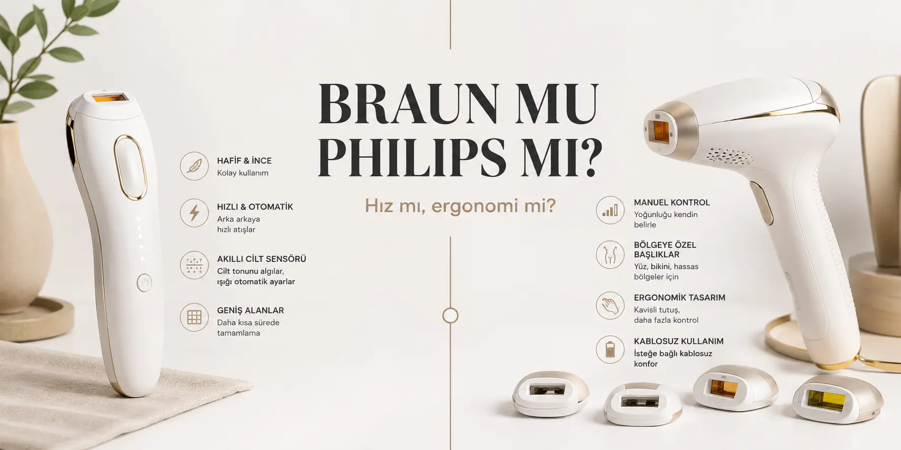 Braun ve Philips ev tipi IPL cihazlarının hız, ergonomi ve kullanım özellikleri açısından karşılaştırılması
